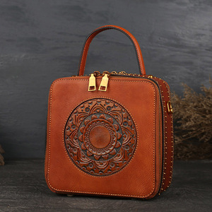Bolso Cuadrado de Cuero 100% Genuino, Bolso de Mano de Alta Calidad en Color Vega Tan para Mujer, Bolso de Mano para Mujeres Rusas - Product Image 2