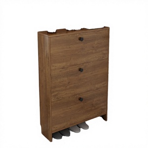Modern Ultra Slim Wooden Shoe Cabinet 3-Tier Flip Down Tipping Bucket Shoe Rack Space Saving Entryway Furniture - Product Image 3