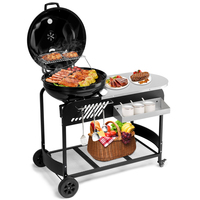 Barbecue multifonctionnel en fer de qualité supérieure avec table latérale et chariot, robuste, pour plus de 5 personnes, idéal pour les fêtes de jardin et la cuisine à domicile