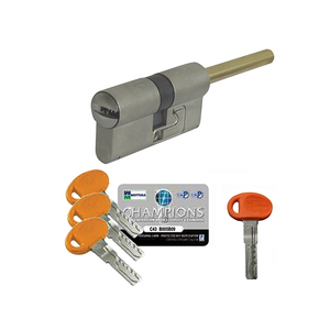 Cilindro Mottura Champions C44 Cil Predisp. Maniglia 60mm con interasse 31-21, finitura satinata, 62mm in ottone, 3 chiavi, materiale acciaio, colore bianco, Italia - Product Image 1