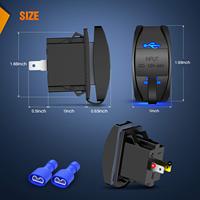 Chargeur de voiture USB avec interrupteur à bascule, prise d'alimentation CC 12V 24V, double port USB-A 5V/4.2A, prise de charge rapide pour bateau, camion, camping-car avec LED