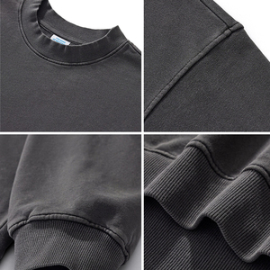 Diseñador personalizado hombres peso pesado 420 Gsm hombro caído 100% algodón francés Terry cuello redondo lavado sudaderas para hombres mujeres - Product Image 5