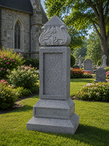 Leaf <b>Top</b> Obelisk cremation memorial Tombstone Monument for Cemetery European Traditional Style Stone Statue - Product Image 3