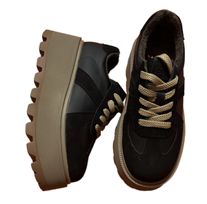 Chaussures de sport pour femmes à la mode, style rétro, avec semelle intérieure en EVA rehaussante, empeigne en mesh, semelle en caoutchouc épaisse et lacets - Product Image 2