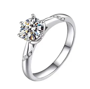 Anillo de mujer 2022, anillos de moissanita delicados de oro blanco ajustable, anillo de compromiso de boda