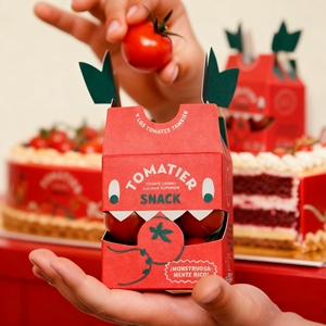 Boîte <span class=keywords><strong>d</strong></span>'emballage en papier pliable personnalisée, imprimée, recyclable, en forme de tomate, avec fermeture magnétique, jetable, pour fruits, collations et cadeaux - Product Image 2