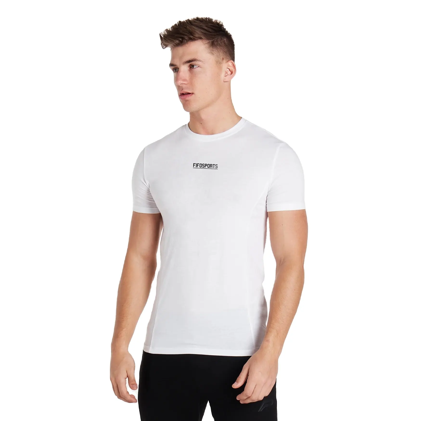 Camiseta slim fit para homens, camiseta de alta qualidade com ajuste elegante para academia, 95% algodão 5% spandex, feita no paquistão