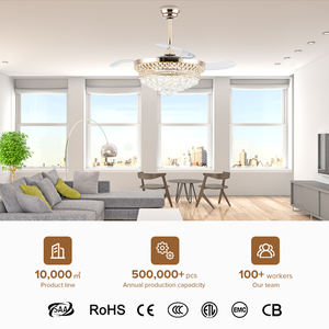 42-inci lampu kristal Modern mewah kipas langit-langit dengan lampu LED & pengendali jarak jauh solusi pemasangan proyek - Product Image 5