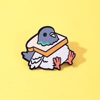 Divertido broche de esmalte de paloma de dibujos animados, pin de solapa de pájaro