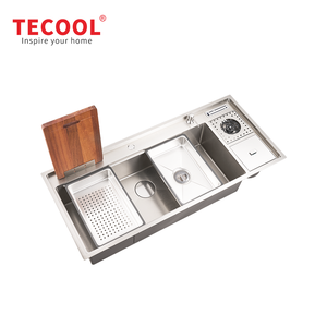 Évier de cuisine <span class=keywords><strong>professionnel</strong></span> en acier inoxydable SS304, fait main, fonctionnel, à encastrer, grande cuve - Product Image 4