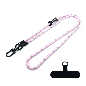 REWIN kalung tali casing ponsel Tether Tab hitam penjualan populer baru tali kalung 7mm tali selempang ponsel tali Lanyard kustom