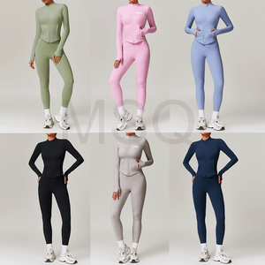 Nude Feeling Vêtements <span class=keywords><strong>de</strong></span> sport pour femmes Extensible Zip complet Yoga Gym Fitness Rose Veste <span class=keywords><strong>de</strong></span> yoga à manches longues avec trou pour le <span class=keywords><strong>pouce</strong></span> - Product Image 3