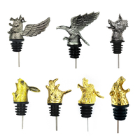 Bouchon verseur en acier inoxydable pour bouteille de champagne, whisky, vin, avec tête d'animal en métal et joint en caoutchouc robuste, pour spiritueux et vin standard