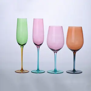 Custom Pink Cocktail Wine Glasses Glass Goblet Home Living Room Champagne Flute Glass Handmade Wine Cup