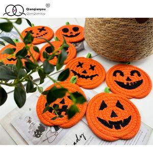 Dessous de verre citrouille tissé personnalisé Halloween napperon décorations de fête en corde de coton transfrontalière pour les occasions festives - Product Image 3