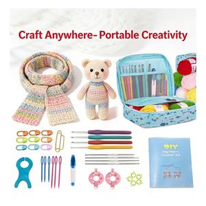 Crochet Knitting Accessories Kit Cotton <b>Square</b> Organizer Portable Eco-Friendly Soft Ergonomic Hooks Yarn <b>Tools</b> DIY - Product Image 4