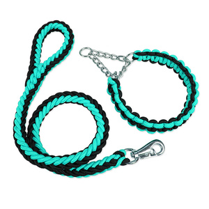 Conjunto de collar de correa de plomo para entrenamiento de perros medianos y grandes personalizado, correas de cuerda de tracción para mascotas de nailon suave para perros - Product Image 4