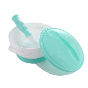Ensemble de bols d'alimentation pour bébé écologiques sans BPA, en <span class=keywords><strong>PP</strong></span> de qualité alimentaire, design classique avec cuillère verte et rose, produit de sécurité pour bébé - Product Image 3