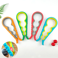 Ouvre-bocal en silicone multifonctionnel 4-en-1 avec logo personnalisé Outils de cuisine portables Ouverture facile Ouvre-bouteilles en plastique sans danger