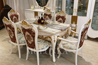 Ensemble de table à manger rectangulaire en or moderne de luxe 6 places 4 chaises en métal Salle à manger Hôtels Appartements Villas Tailles personnalisées