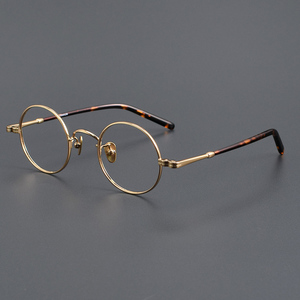 M605 יוניסקס משקפיים רטרו משקפיים טיטניום עגול מסגרת מופע סגלגל מוצק סגנון סגלגל לנשים גברים - Product Image 3