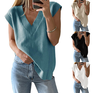 Tks 2026 Nuova Collezione Estiva Top Basic da Donna Casual Slim Tinta Unita - Product Image 1