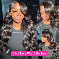Parrucche all'ingrosso di capelli umani vergini con onda naturale, parrucca frontale in pizzo HD 13x4, colore naturale, per donne nere