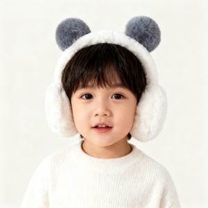 Cache-oreilles en peluche chauds et mignons pour enfants, pour l'automne et l'hiver, utilisation en extérieur, 100% polyester - Product Image 1