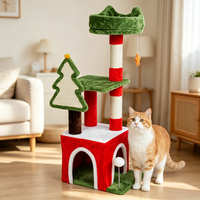 Arbre à chat de Noël moderne et luxueux, tour d'activités pour chat d'intérieur, griffoir en peluche, maisonnette pour chat, jouet en sisal, 3 niveaux, lit champignon en peluche