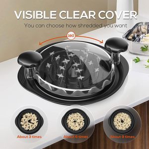 Déchiqueteur de viande pour poulet, outil de découpe pour hacher le bœuf, déchiqueter le porc et le poulet, hachoir à viande avec couvercle transparent - Product Image 3