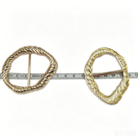 Boucle coulissante ovale torsadée en alliage de zinc écologique de luxe, plaquée or brillant, accessoires de ceinture personnalisés pour vêtements