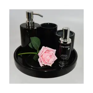 Shihui Marmer Huishoudelijke Artikelen Natuursteen Nero Marquina Zwart Marmer Badkamer Accessoires Set Set Set