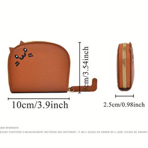 Cartera de Cuero Personalizada con Forma de Gato, Múltiples Ranuras y Cremallera, Nombre Grabado, Tarjetero Portátil de Viaje - Product Image 5