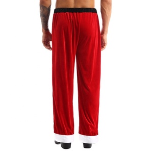Pantalon de Père Noël pour homme grande taille en velours rouge avec bordure en fourrure blanche pour fête de Noël, cosplay, scène - Product Image 3
