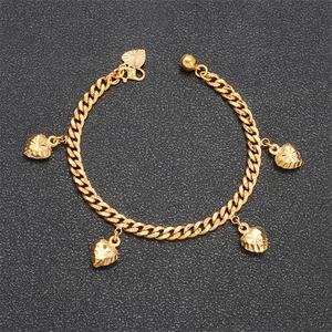 JXX 24K Gold Plated Dubai Chain <b>Bracelet</b> for Women Trendy Heart Shape Brass Bangle for Parties Hot Sale in India - Product Image 6