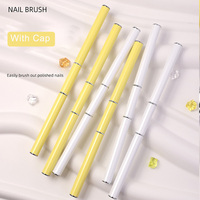 Pinceau à double extrémité personnalisé, double face, manche en métal blanc et jaune, nylon, 5 mm, 8 mm, 12 mm, pour nail art, liner et gel de construction