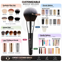 Ensemble de pinceaux de maquillage professionnel pour le visage de luxe noir de haute qualité Kit de marque privée de 16 pièces avec outils en poudre