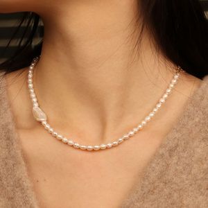 Chris April Fine <strong>Jewelry</strong> 925 Sterling <strong>Silver</strong> Gold Plated Natural Freshwater Baroque Rice Pearl Necklace - Product Image 4