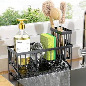Hot Selling 304 Stainless Steel Sink Organizer with Divider Rag <b>Shelf</b> Chopstick Holder <b>for</b> <b>Kitchen</b> & Bathroom Use <b>for</b> Cleaning - Product Image 1
