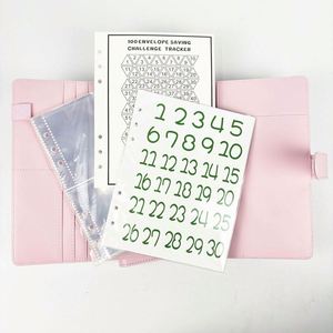 Reusable Spiral Leather A5 Customizable 100 Sheets Envelope Savings Challenge <b>Binder</b> Custom Logo Cash Envelopes Stickers Budget - Product Image 2