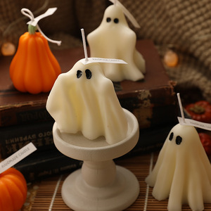 Vela Aromática de Cera de Soya Hecha a Mano con Aroma a Fantasma de Halloween, Mecha Única, Forma Irregular, Lavanda, para Decoración del Hogar y Fiestas - Product Image 4