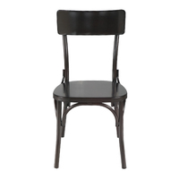 Chaise de café empilable avec structure métallique, assise et dossier en métal thermolaqué, dossier en bois courbé, pour restaurant, bistro, usage commercial, vente en gros