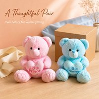 Peluche ours en peluche mignonne pour couple, rose et bleue, avec broderie cœur, poupée en peluche douce, cadeau de Saint-Valentin pour filles