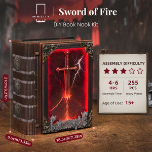 MiniCity Magic Book Nook Building Set avec lumières, kit de construction de modèle de nichoir <span class=keywords><strong>à</strong></span> livres DIY pour la décoration de la bibliothèque <span class=keywords><strong>à</strong></span> domicile (La épée de feu) - Product Image 2