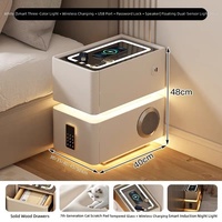 Mesita de Noche Inteligente de MDF con 2 Cajones, Altavoz Bluetooth, Carga Inalámbrica, LED, USB, Moderna, Ecológica, Personalizable para Dormitorio, Comedor, Hotel
