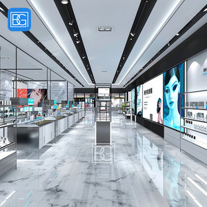 Chất lượng cao mỹ phẩm Showcase đứng giá Nước hoa hiển thị kiosk slatewall Tóc Giả Kệ mỹ phẩm hiển thị đứng với đèn LED - Product Image 2