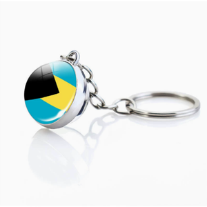 Porte-clés en métal avec drapeau de Sainte-Lucie, boule de verre suspendue, décoration, cadeau pour amis, accessoire tendance, livraison rapide. - Product Image 6