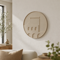 Art déco Sand Dune House Round Wall Art (LK-25177) - Décoration murale en MDF pour salon