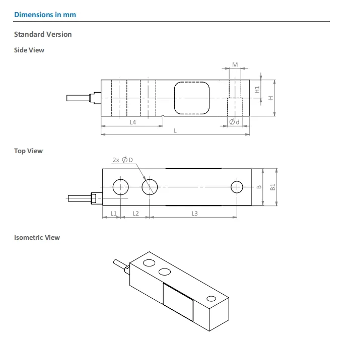 H8C Wägezellen sensor Wäge sensor 100 kg 250 kg zum Wiegen von Plattform und Bett