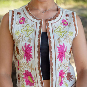 Vêtement de haute qualité pour femmes, automne-hiver, écologique, boutonné, matelassé, manches longues, motif floral, longueur classique - Product Image 1